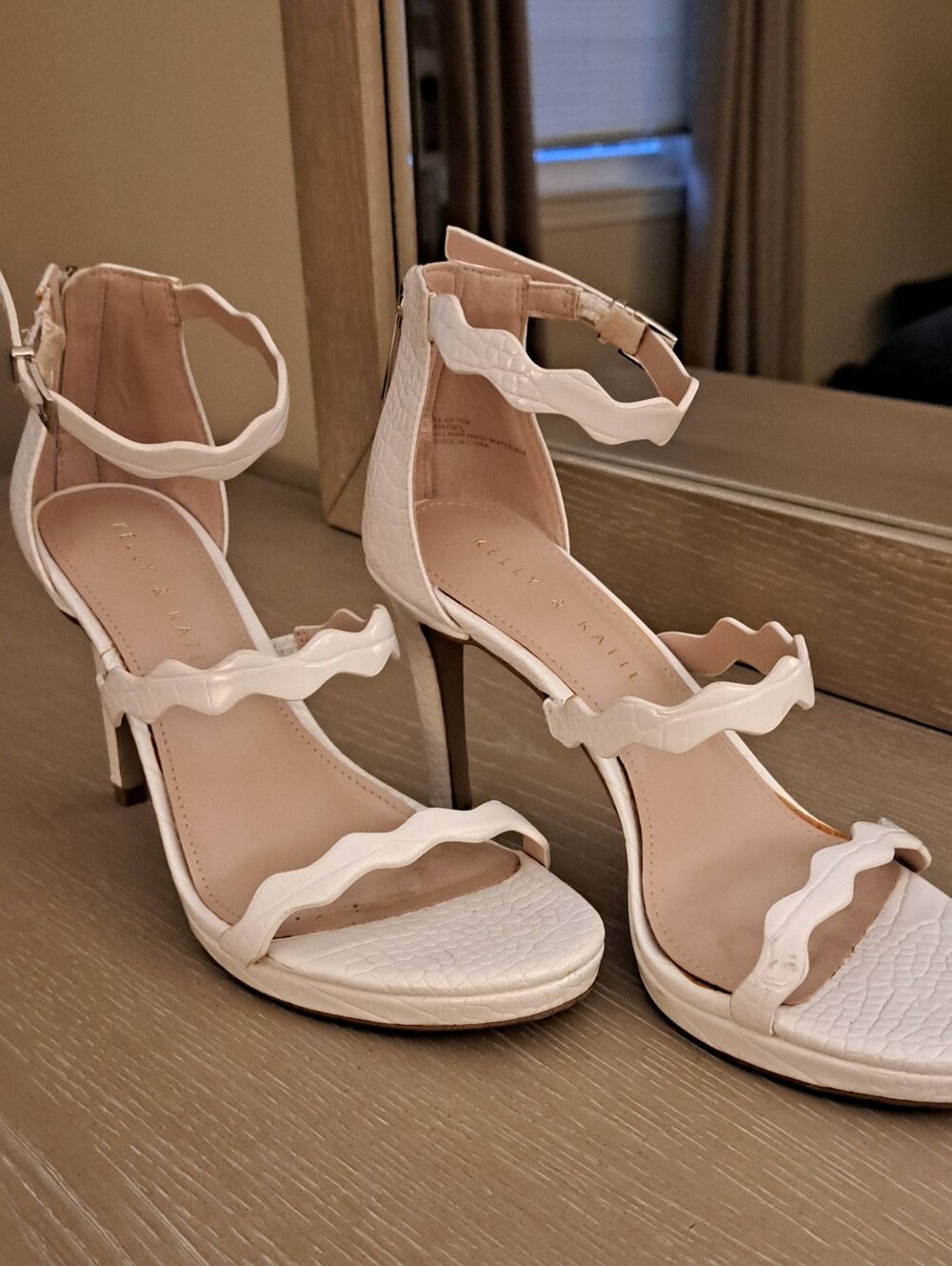 Scallop-Strap High Heel Sandals - White